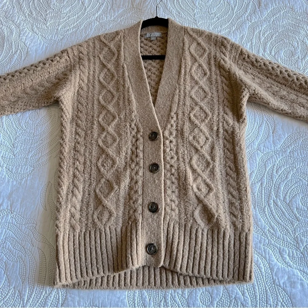J. Crew - Cable-knit Stretch Cardigan Sweater - Heather Acorn